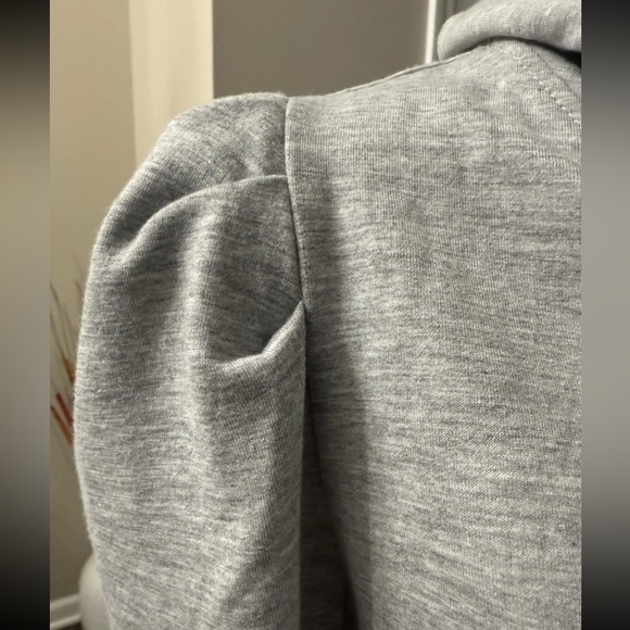 Juicy Couture Womens Sz M Puff Sleeve Glitter Logo Hoodie Grey Lightweight - Picture 3 of 12